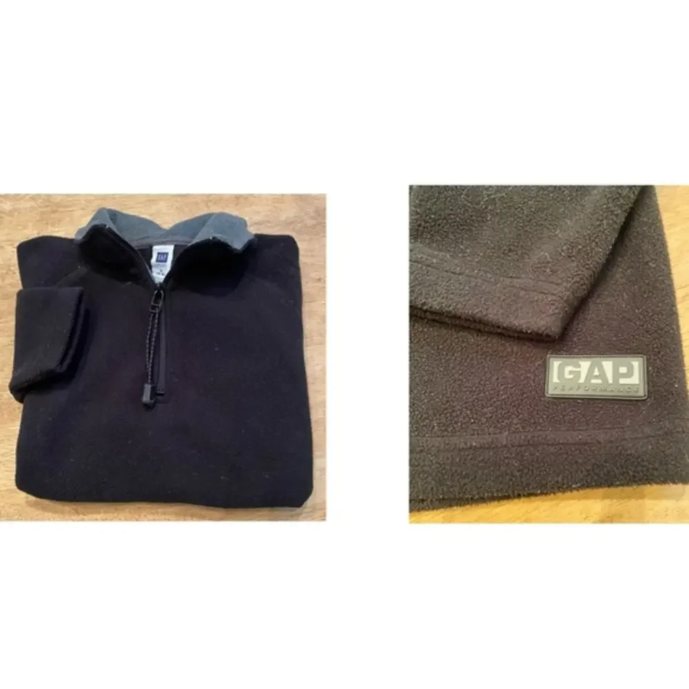 Vintage Gap Unisex Youth Size 5-6 (Small) Black Fleece Quarter Zip Pullover